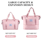 Pink Expandable Travel Duffel with Wet Pocket -  by Handbags Specialist Headquarter | Available at Handbags Specialist Headquarter