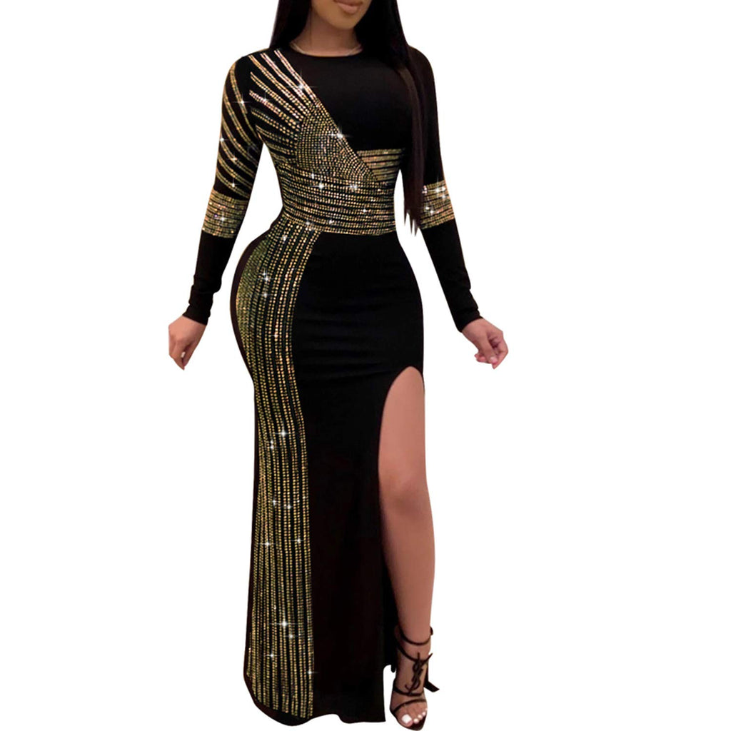 Women's Diamond Long Sleeve Party Club Dress