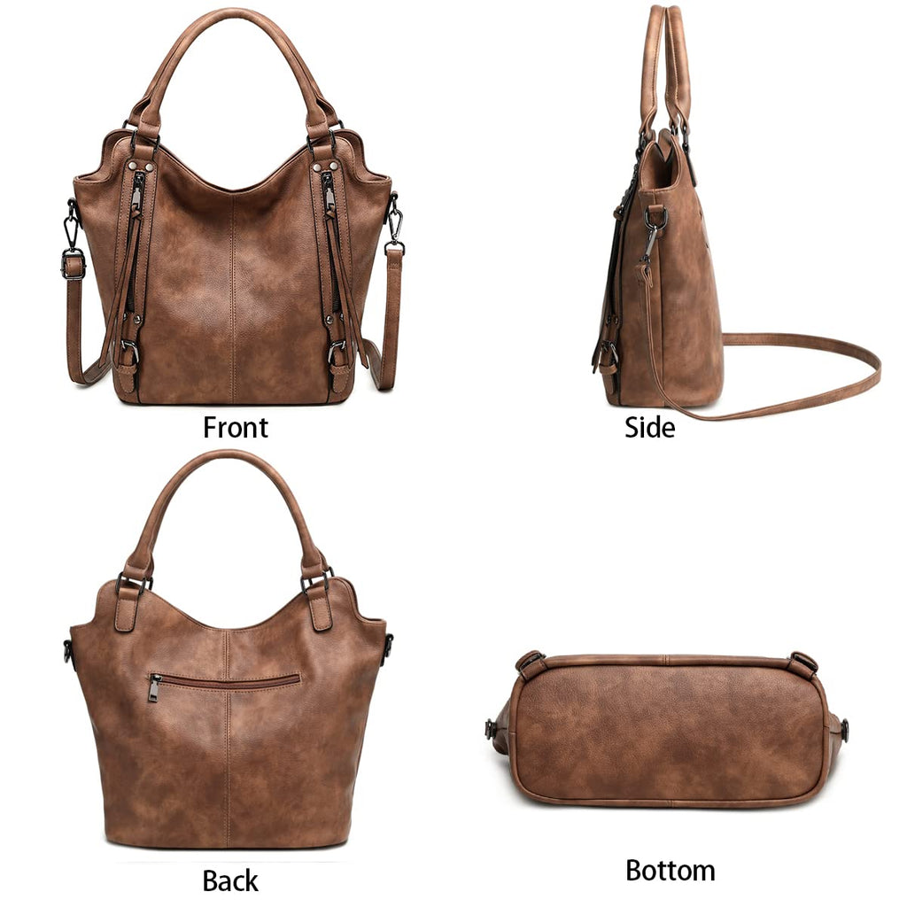 Lapsting Boho Faux Leather Hobo Shoulder Bag