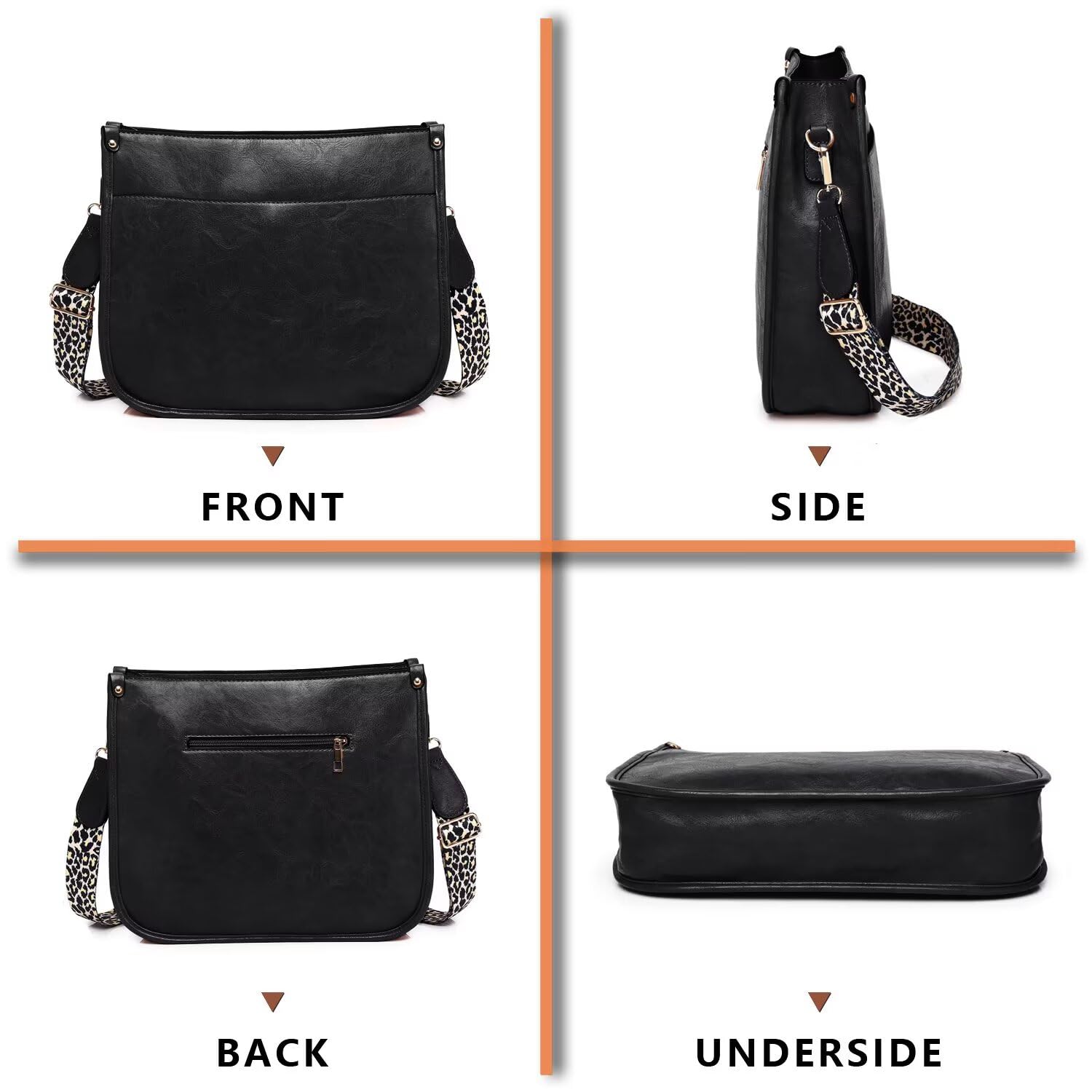 AUYOCO Chic Vegan Leather Crossbody Bag with Strap -  by Handbags Specialist Headquarter | Available at Handbags Specialist Headquarter