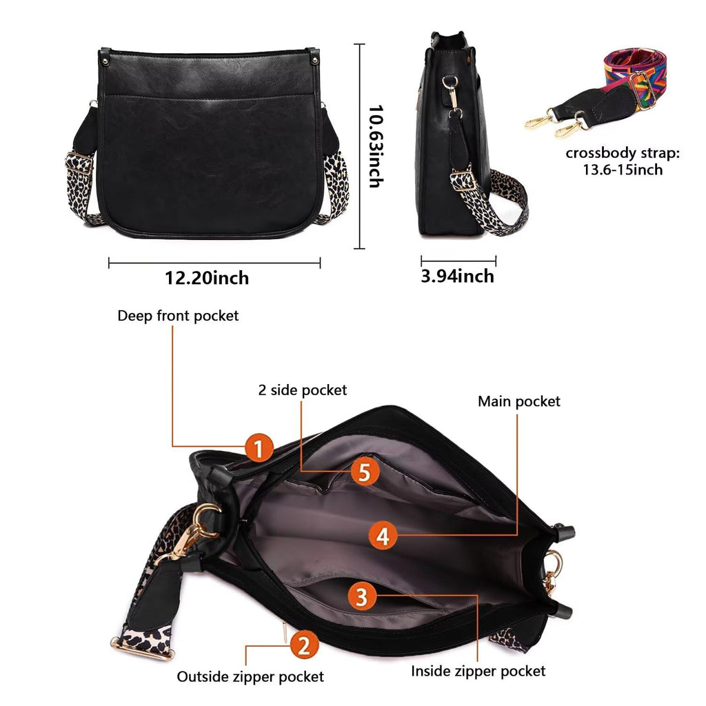 AUYOCO Chic Vegan Leather Crossbody Bag with Strap -  by Handbags Specialist Headquarter | Available at Handbags Specialist Headquarter