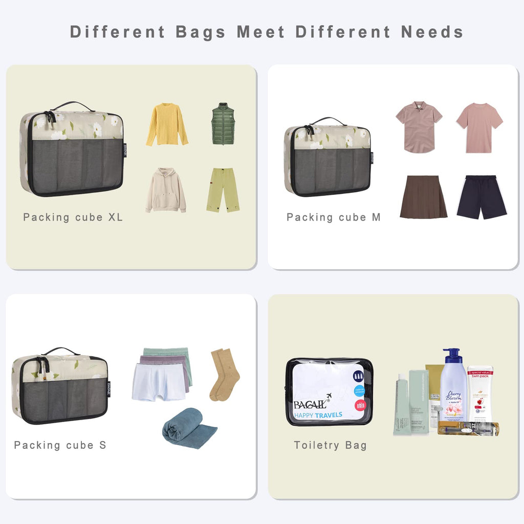 BAGAIL Travel Cubes: 8/9 Set Packing Organizers -  by Handbags Specialist Headquarter | Available at Handbags Specialist Headquarter