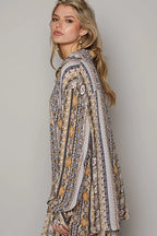 POL Long Sleeve Button Down Printed Shirt - Women's Down Shirt Tops by Trendsi | Available at Handbags Specialist Headquarter