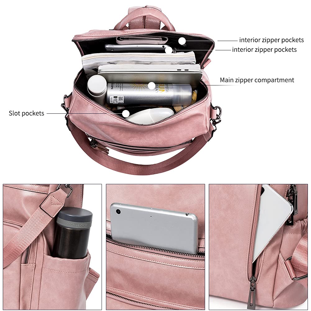 DUO-TONE Luxe Women's Leather Travel Backpack - Backpack Bags by Handbags Specialist Headquarter | Available at Handbags Specialist Headquarter