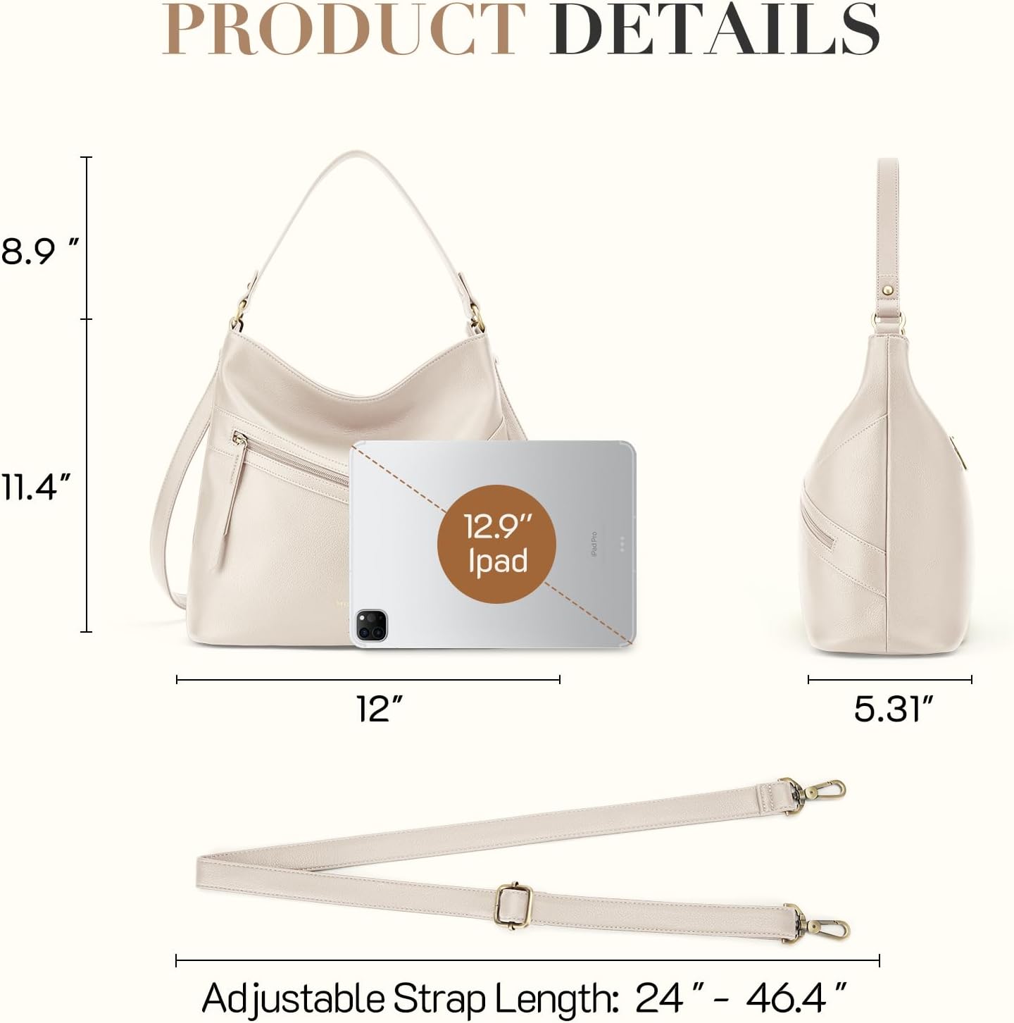 Pocket Zipper Hobo Bag - Hobo Bags by Handbags Specialist Headquarter | Available at Handbags Specialist Headquarter