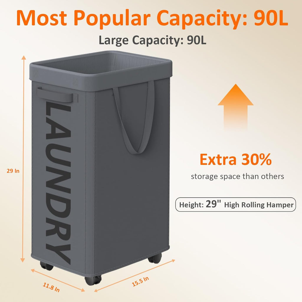 RollAway 90L Laundry Basket with Removable Bag - Laundry Baskets by Handbags Specialist Headquarter | Available at Handbags Specialist Headquarter