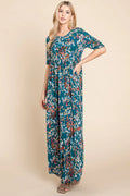 BOMBOM Printed Shirred Maxi Dress - Maxi Dress by Trendsi | Available at Handbags Specialist Headquarter