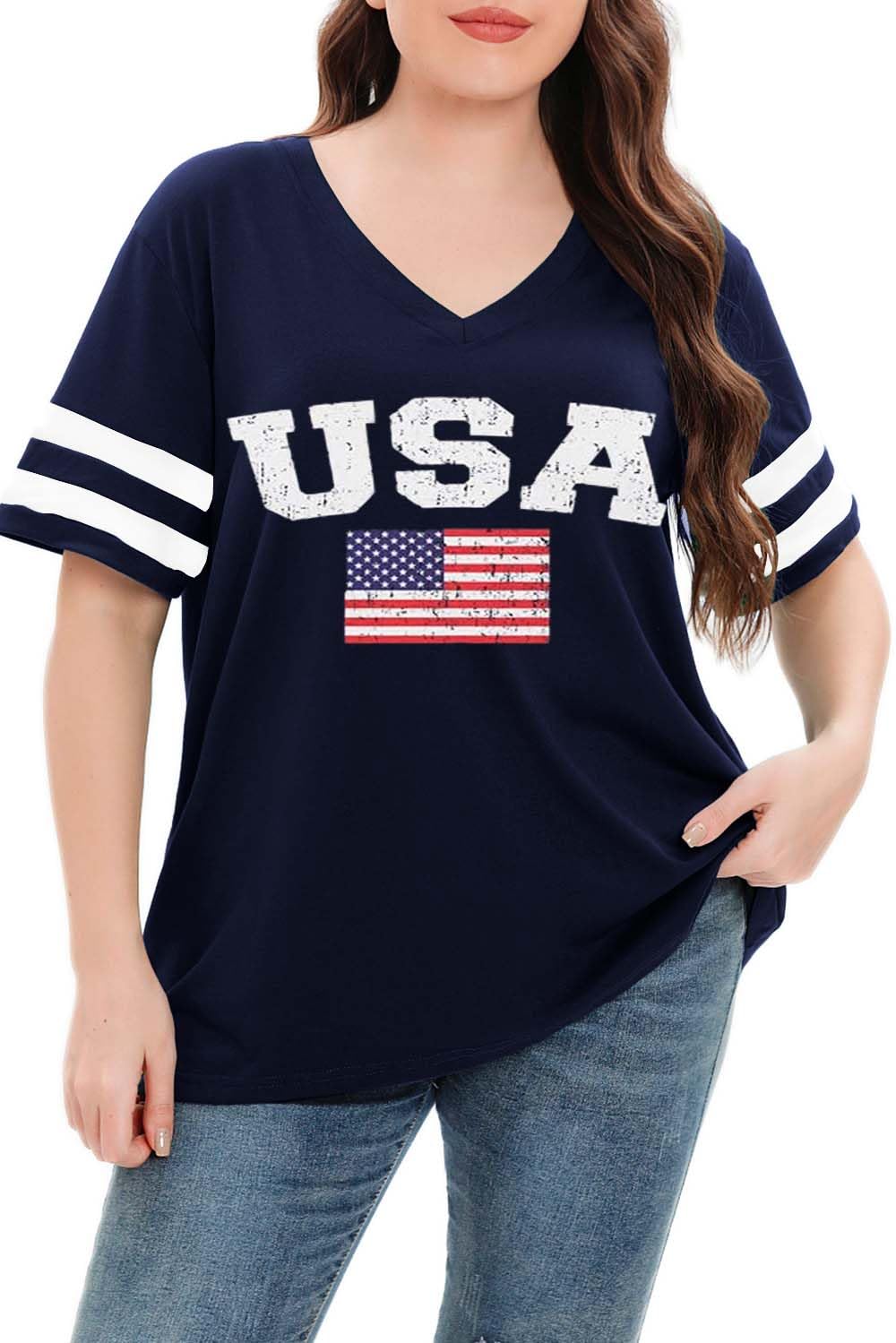 Summer V-Neck Plus Tunic Tee for Women 1X-5X - Woman T-Shirt by Handbags Specialist Headquarter | Available at Handbags Specialist Headquarter