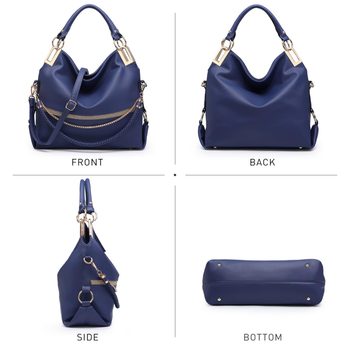 Dasein Luxe Vegan Hobo Bag with Rhinestones - Bucket Bag by Handbags Specialist Headquarter | Available at Handbags Specialist Headquarter