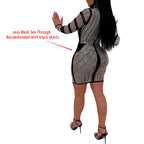 Women's Diamond Long Sleeve Party Club Dress