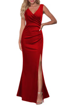 Sleeveless V Neck Evening Dress
