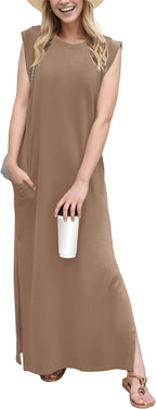 Women's Casual Maxi Dress with Pockets