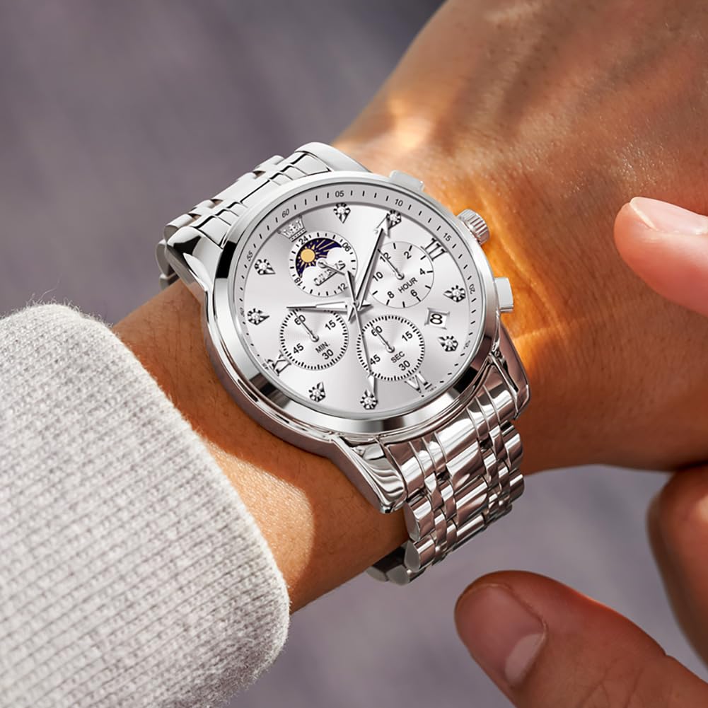 AzureGleam: Elite Men's Diamond Steel Watch
