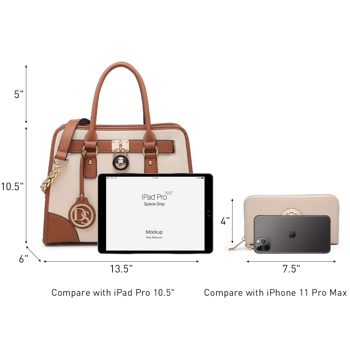 Dasein Women’s 2pcs Satchel & Shoulder Bag Set