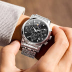 AzureGleam: Elite Men's Diamond Steel Watch