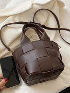 PU Leather Braided Bucket Bag - Tote Bag by Trendsi | Available at Handbags Specialist Headquarter