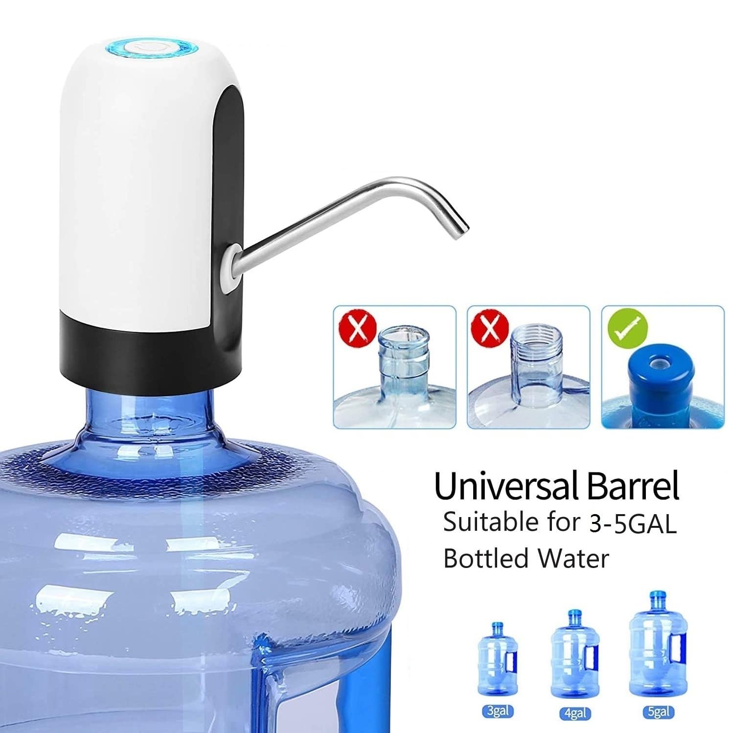 Portable USB Water Dispenser for 3-5 Gallon Bottles