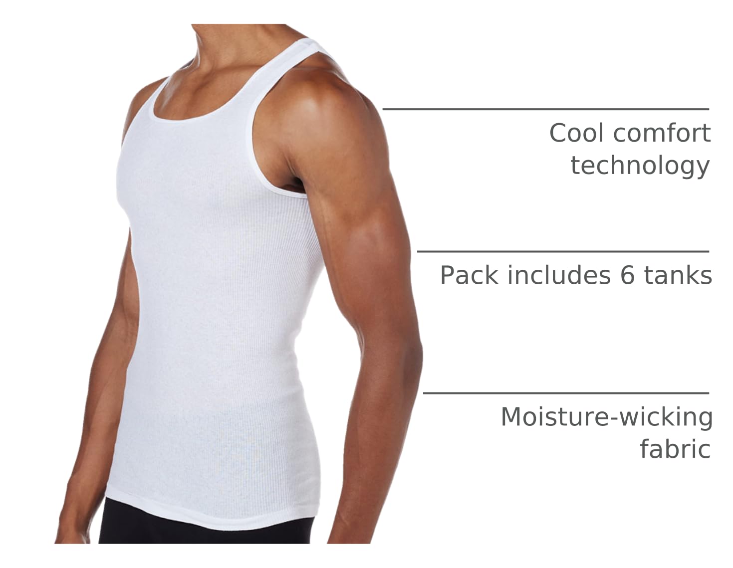 CoolFlex Men's Ribbed Tank Pack - White/Black/Gray