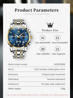 AzureGleam: Elite Men's Diamond Steel Watch
