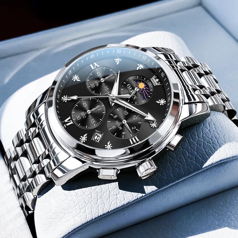 AzureGleam: Elite Men's Diamond Steel Watch
