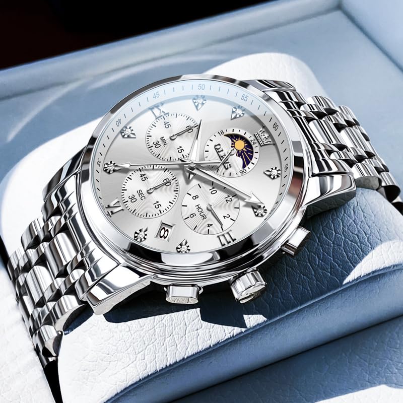 AzureGleam: Elite Men's Diamond Steel Watch