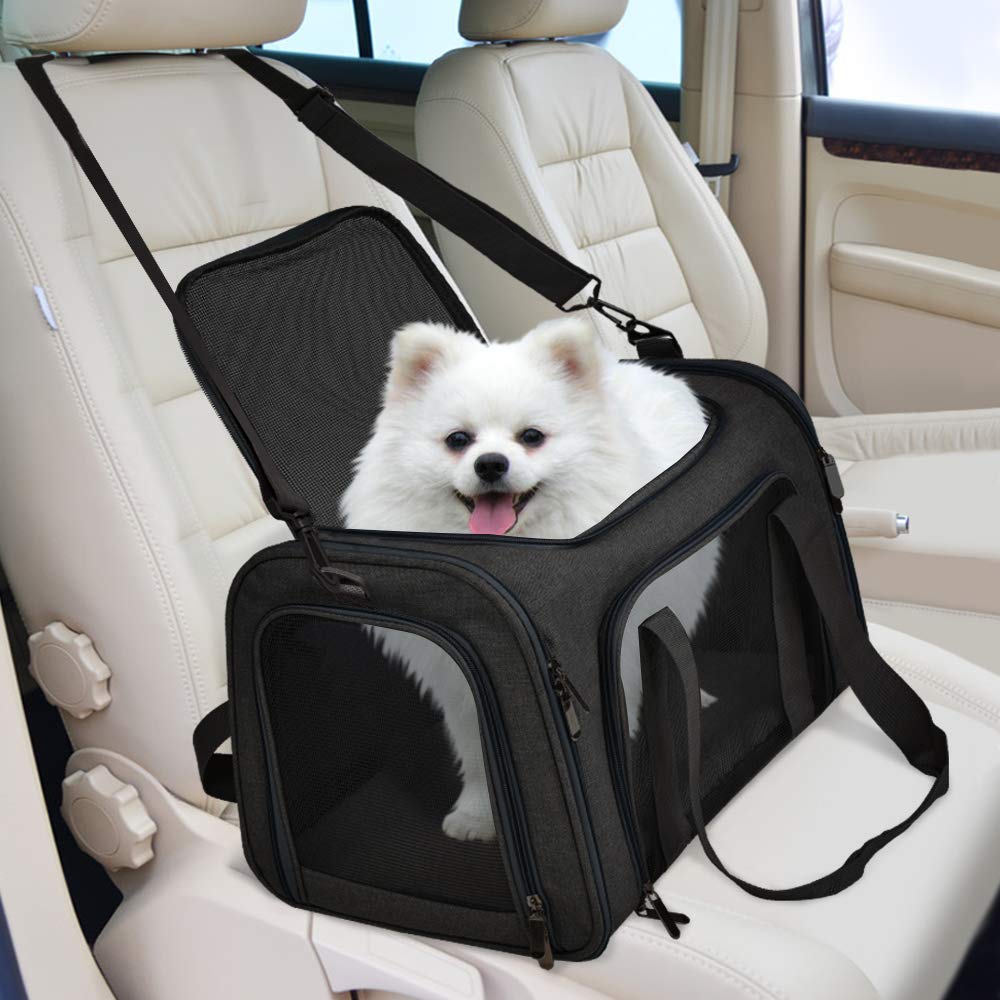 PawsVoyage: Grey TSA-Approved Pet Carrier (15lbs Max) -  by Handbags Specialist Headquarter | Available at Handbags Specialist Headquarter