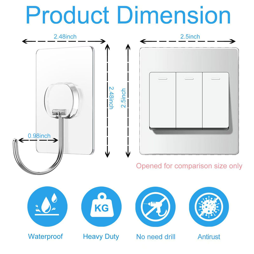 Heavy Duty Transparent Wall Hooks - 8 Pack - Decor by Handbags Specialist Headquarter | Available at Handbags Specialist Headquarter