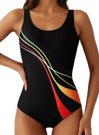 Aleumdr Womens Color Block One Piece Swimsuit