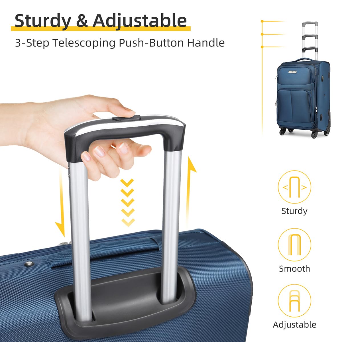 LARVENDER Expandable 5-Piece Spinner Luggage Set -  by Handbags Specialist Headquarter | Available at Handbags Specialist Headquarter