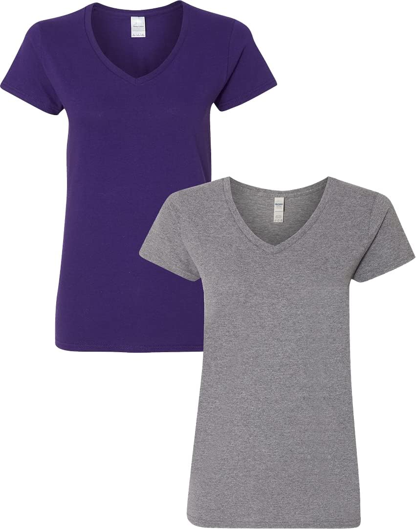 Gildan V-Neck Cotton Tee Duo for Women - Women's T Shirts by Handbags Specialist Headquarter | Available at Handbags Specialist Headquarter