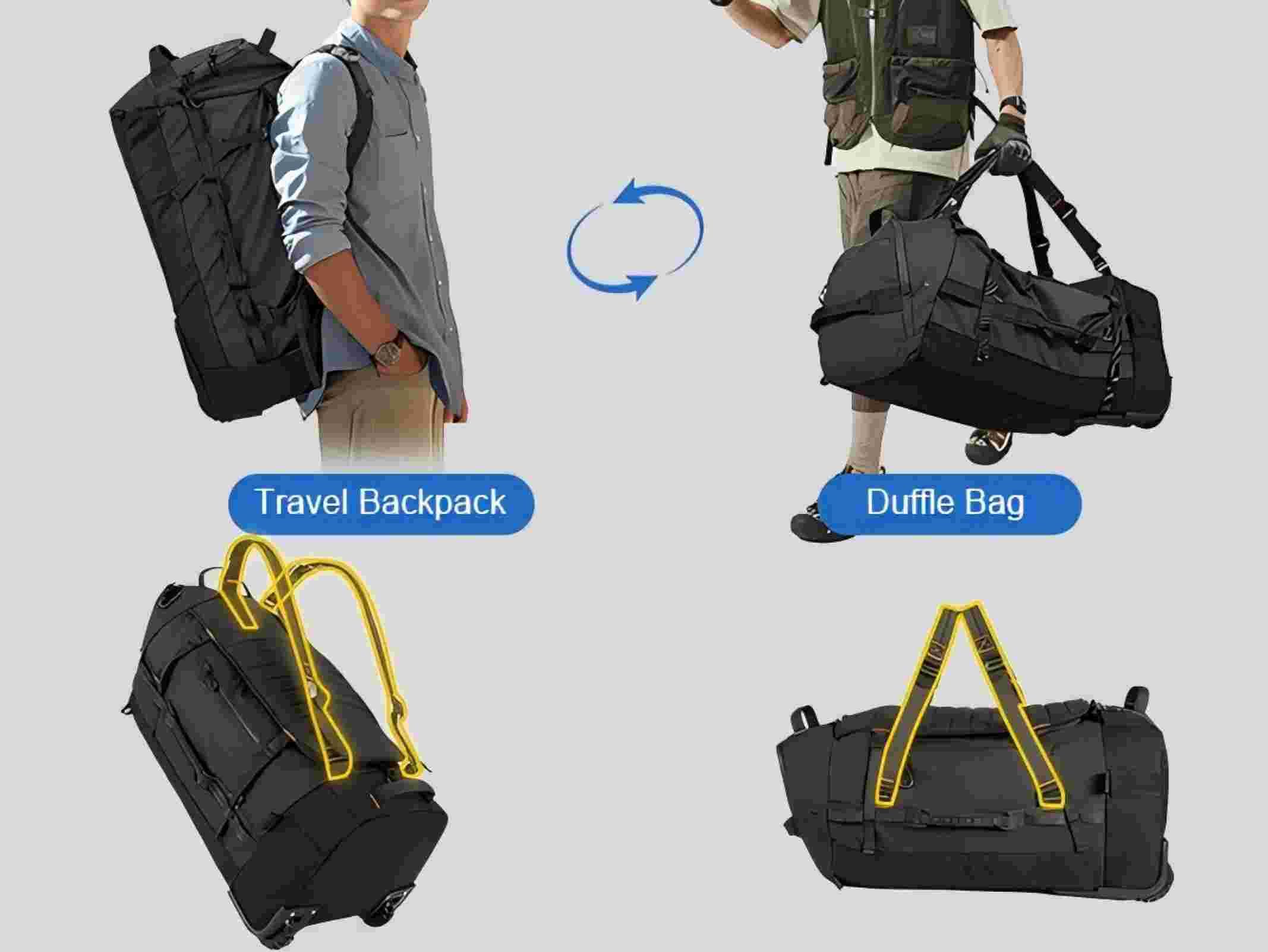 AquaRoll 29 Quilted Wheeled Duffle Backpack -  by Handbags Specialist Headquarter | Available at Handbags Specialist Headquarter