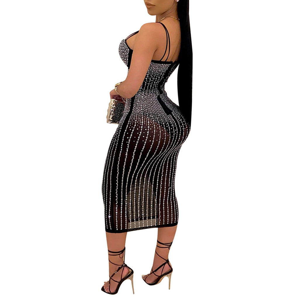 Women's Diamond Long Sleeve Party Club Dress