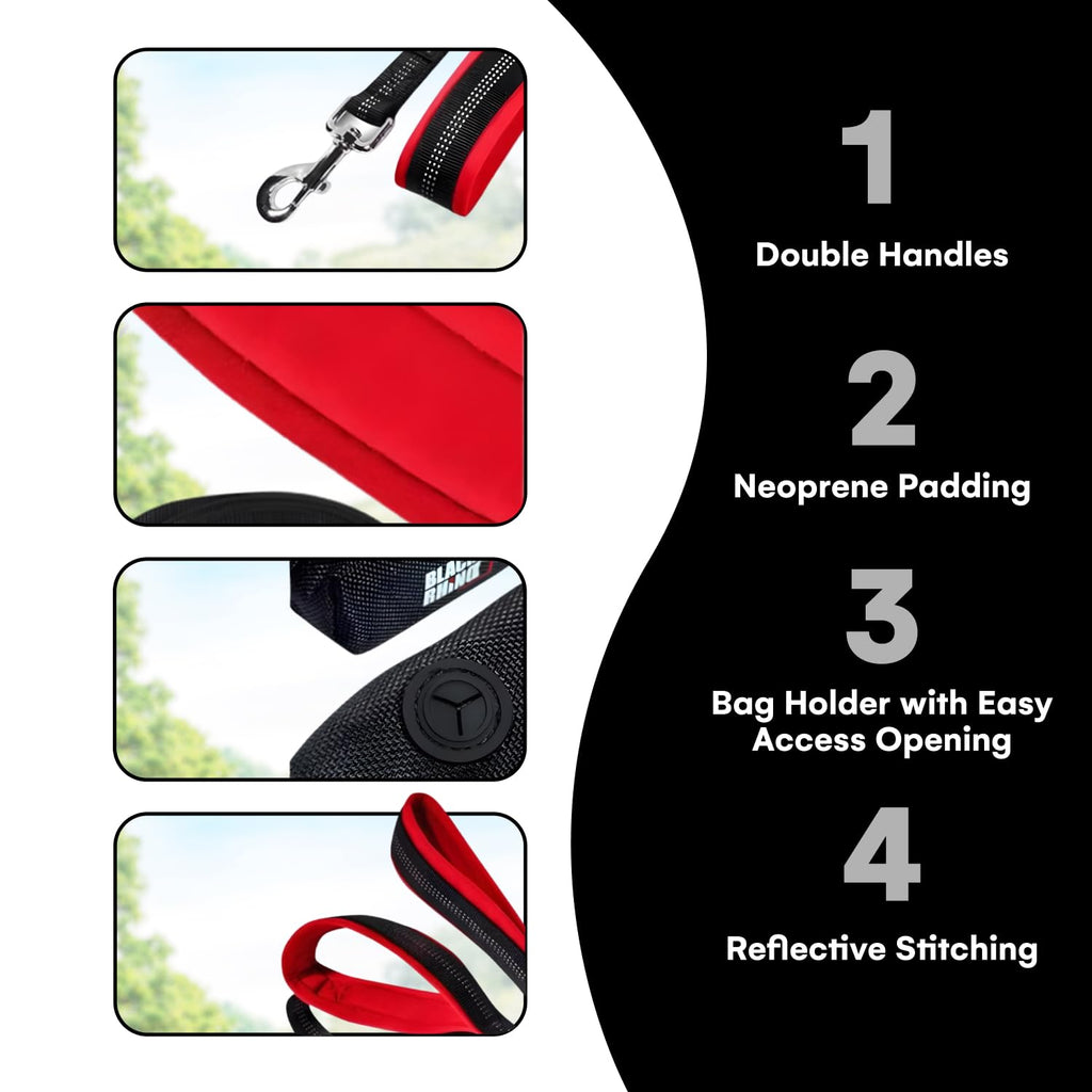 RhinoGrip Aqua: Double Handle Reflective Dog Leash -  by Handbags Specialist Headquarter | Available at Handbags Specialist Headquarter