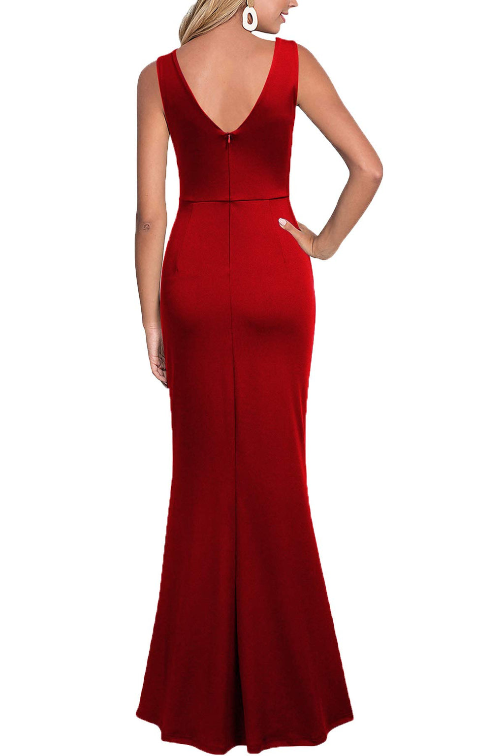 Sleeveless V Neck Evening Dress