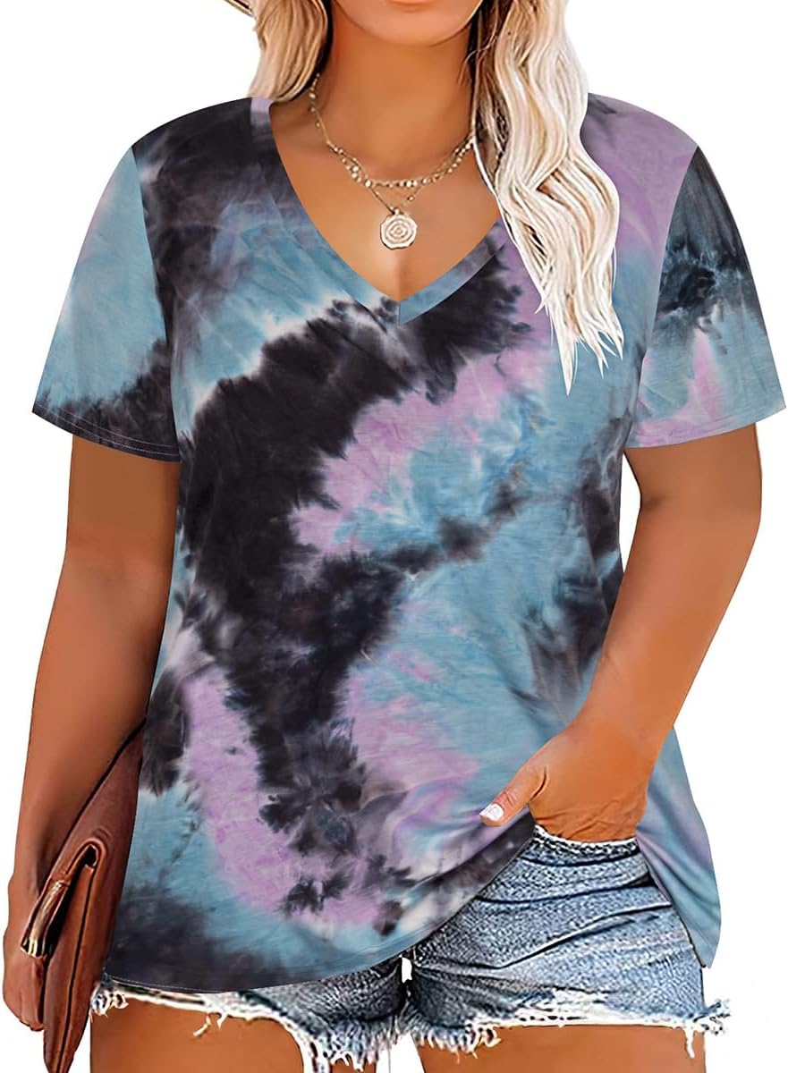 Floral V-Neck Plus Size Tunic Tops for Women - Women's T Shirts by Handbags Specialist Headquarter | Available at Handbags Specialist Headquarter