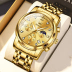 AzureGleam: Elite Men's Diamond Steel Watch