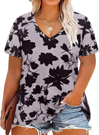 Floral V-Neck Plus Size Tunic Tops for Women - Women's T Shirts by Handbags Specialist Headquarter | Available at Handbags Specialist Headquarter