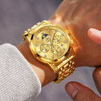 AzureGleam: Elite Men's Diamond Steel Watch