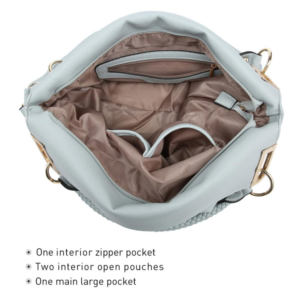 Dasein Luxe Vegan Hobo Bag with Rhinestones - Bucket Bag by Handbags Specialist Headquarter | Available at Handbags Specialist Headquarter