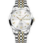 AzureGleam: Elite Men's Diamond Steel Watch