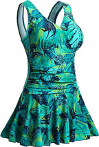 Plus Size Floral Shaping One Piece Swim Dress