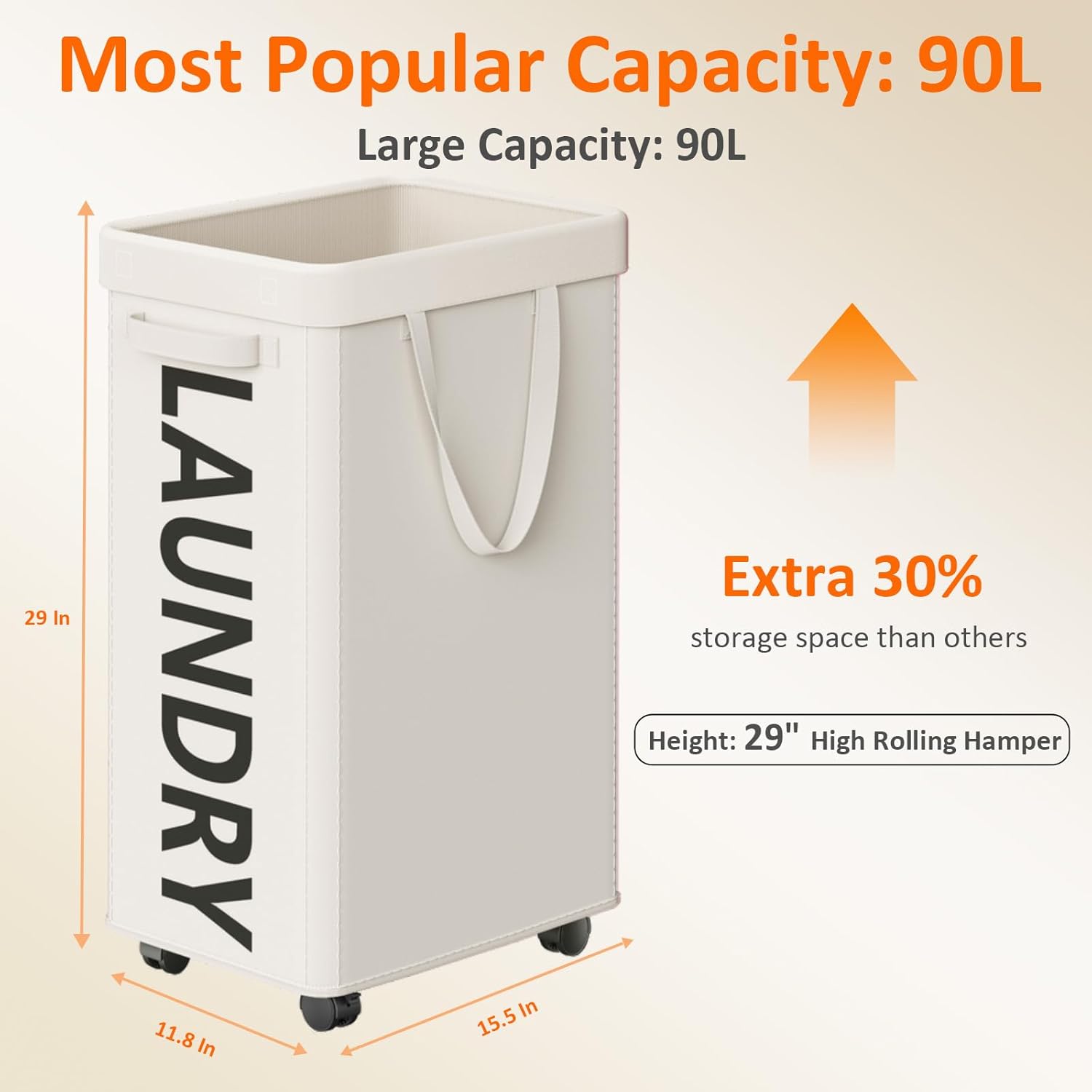 RollAway 90L Laundry Basket with Removable Bag - Laundry Baskets by Handbags Specialist Headquarter | Available at Handbags Specialist Headquarter