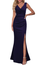 Sleeveless V Neck Evening Dress