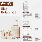 Coolife 3-Piece Hardside Luggage Set - Apricot White