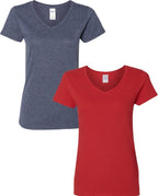 Gildan V-Neck Cotton Tee Duo for Women - Women's T Shirts by Handbags Specialist Headquarter | Available at Handbags Specialist Headquarter