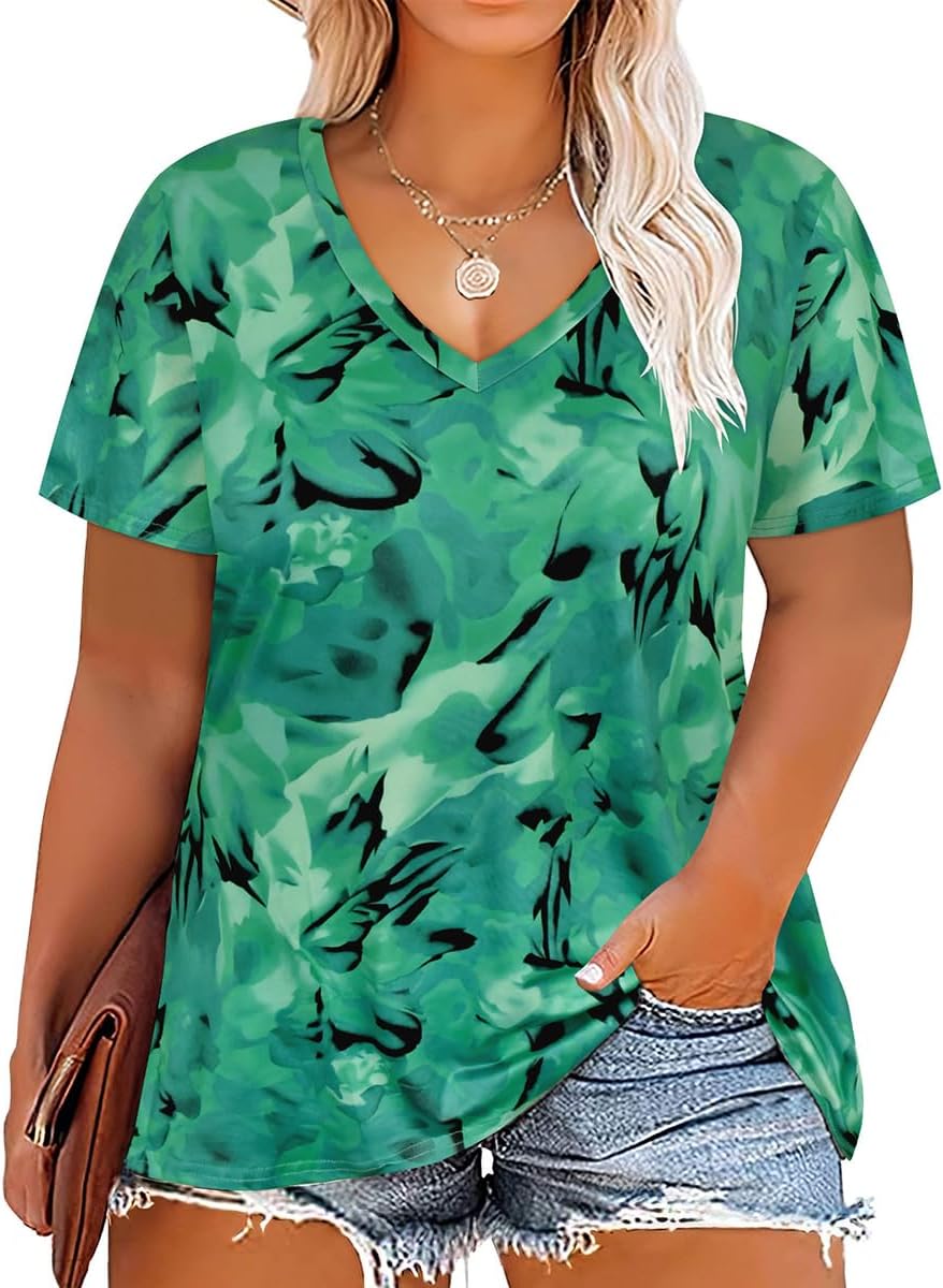 Floral V-Neck Plus Size Tunic Tops for Women - Women's T Shirts by Handbags Specialist Headquarter | Available at Handbags Specialist Headquarter