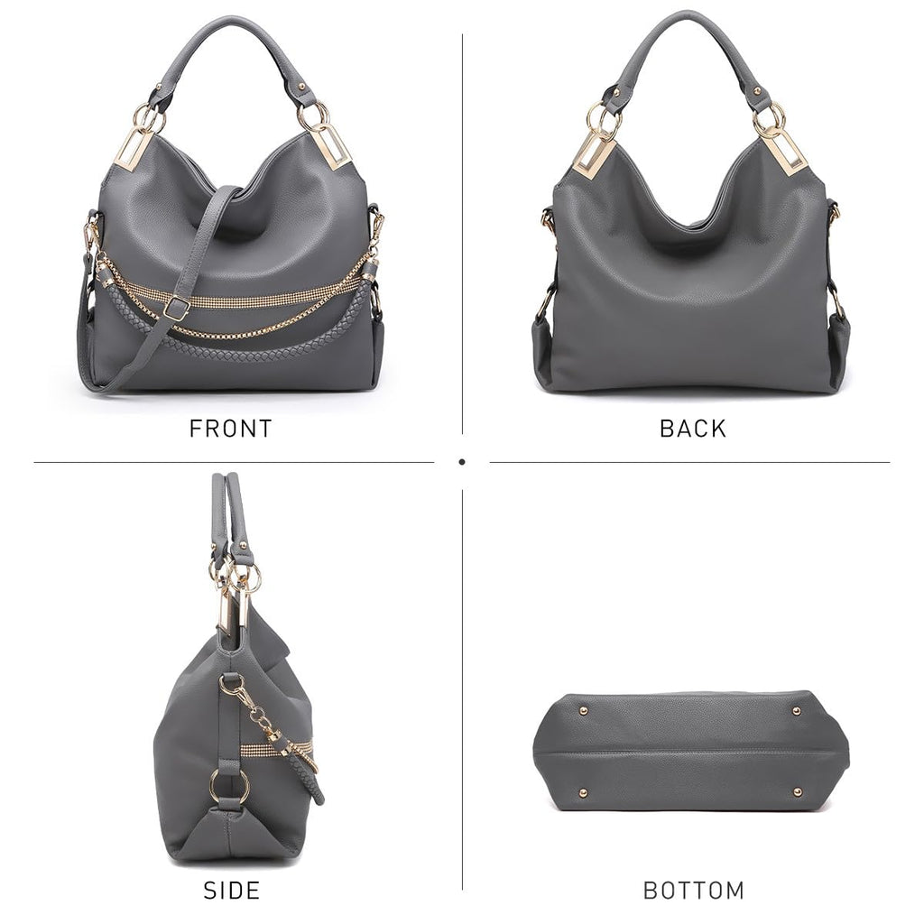 Dasein Luxe Vegan Hobo Bag with Rhinestones - Bucket Bag by Handbags Specialist Headquarter | Available at Handbags Specialist Headquarter