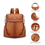 Kattee Women's Luxe Anti-Theft Leather Backpack Bag - Backpack Bags by Handbags Specialist Headquarter | Available at Handbags Specialist Headquarter