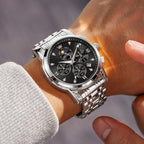 AzureGleam: Elite Men's Diamond Steel Watch