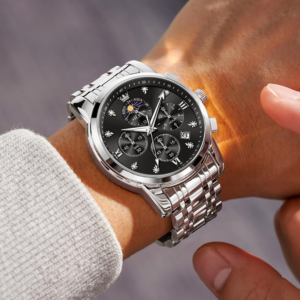 AzureGleam: Elite Men's Diamond Steel Watch